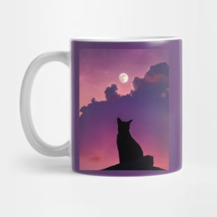 Cat Watching the Sunset Mug